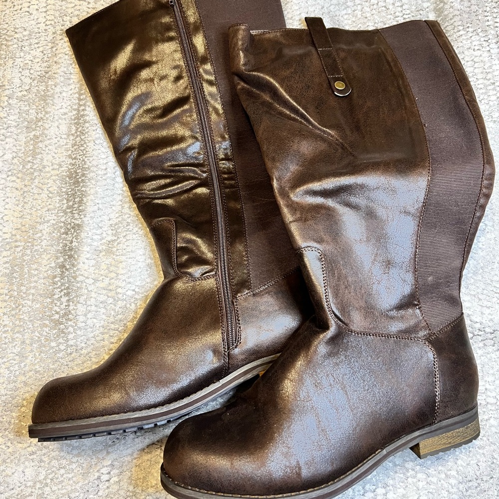 Lane Bryant 12W wide calf boots dark brown.